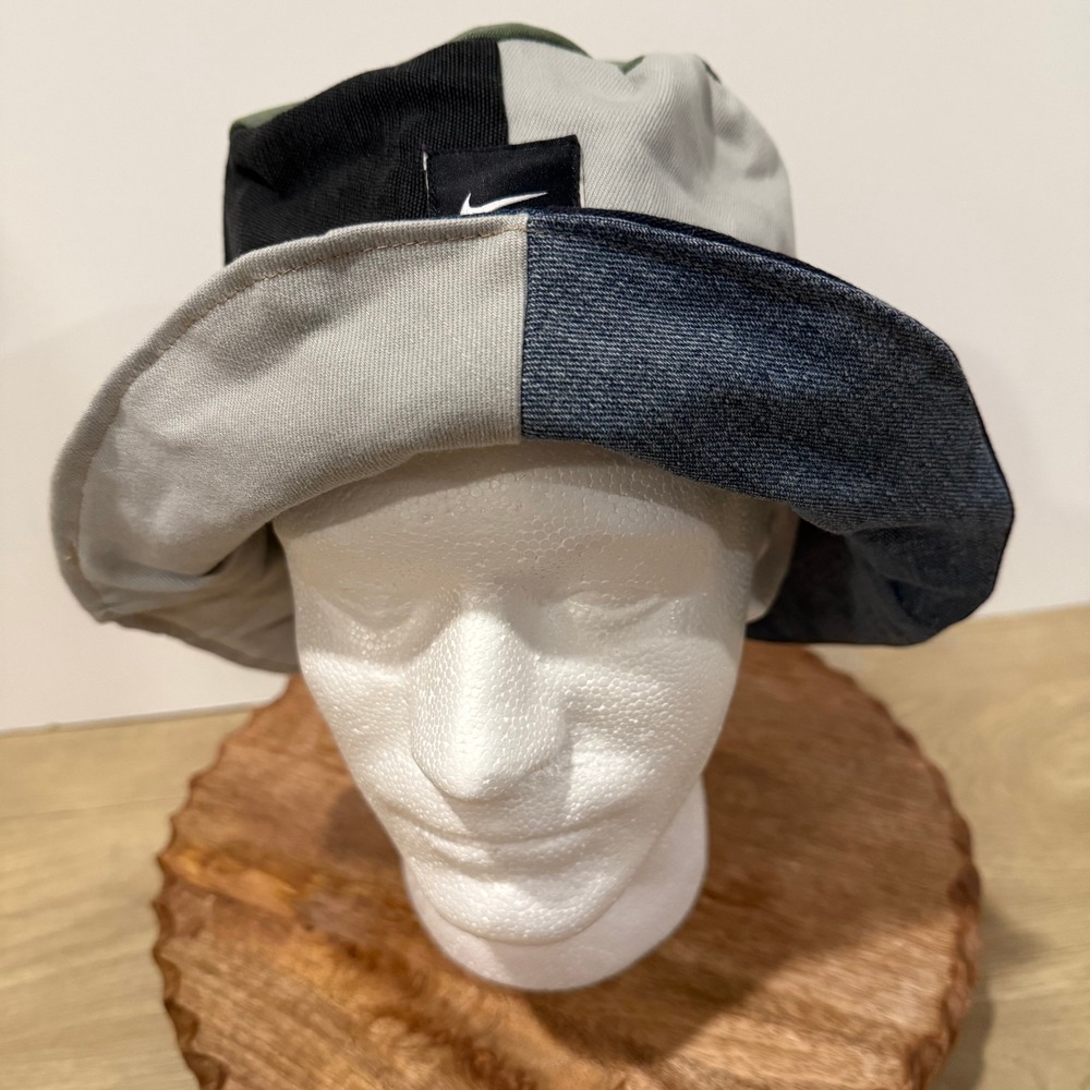 Re-Paved Nike Bucket Hat Unisex OS Multicolor Patchwork Upcycled Denim Canvas